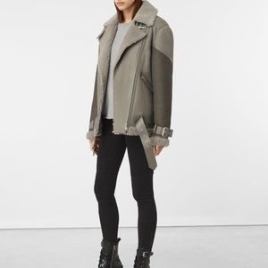 allsaints shearling biker jacket hawley